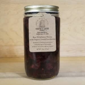 raw honey with dried organic cranberries